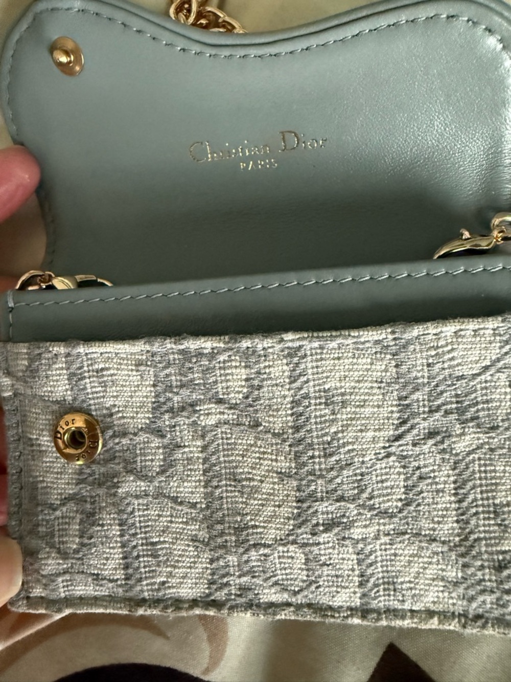 Christian Dior Oblique Jacquard Compact Wallet on Chain - Picture 3 of 6